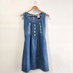 Vintage Denim Embroidered Dress